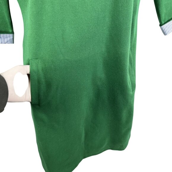 Talbots Womens M Green Stripe Collared Polo Pique Dress Pockets Academia Preppy - Picture 4 of 16